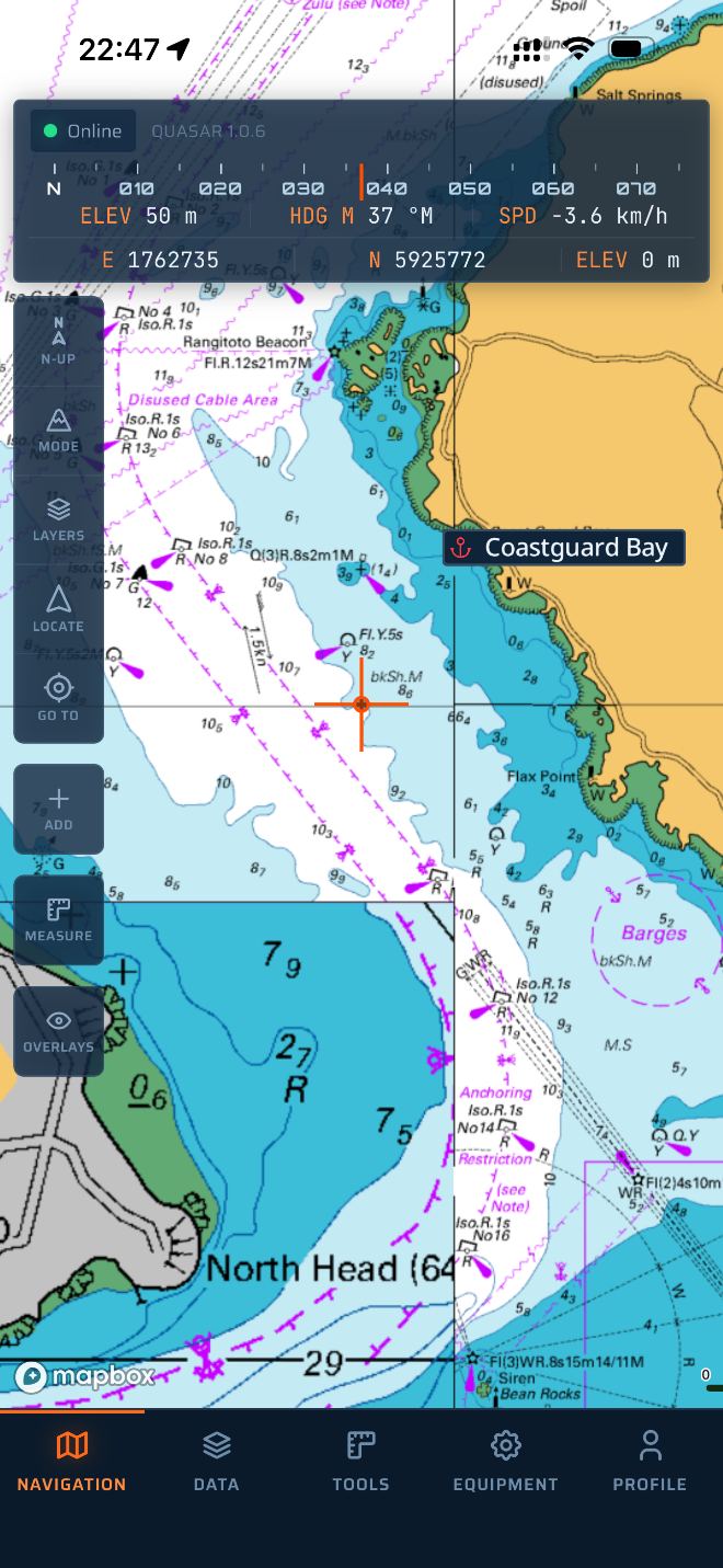 Quasar nautical chart of North Head and Coastguard Bay, Auckland
